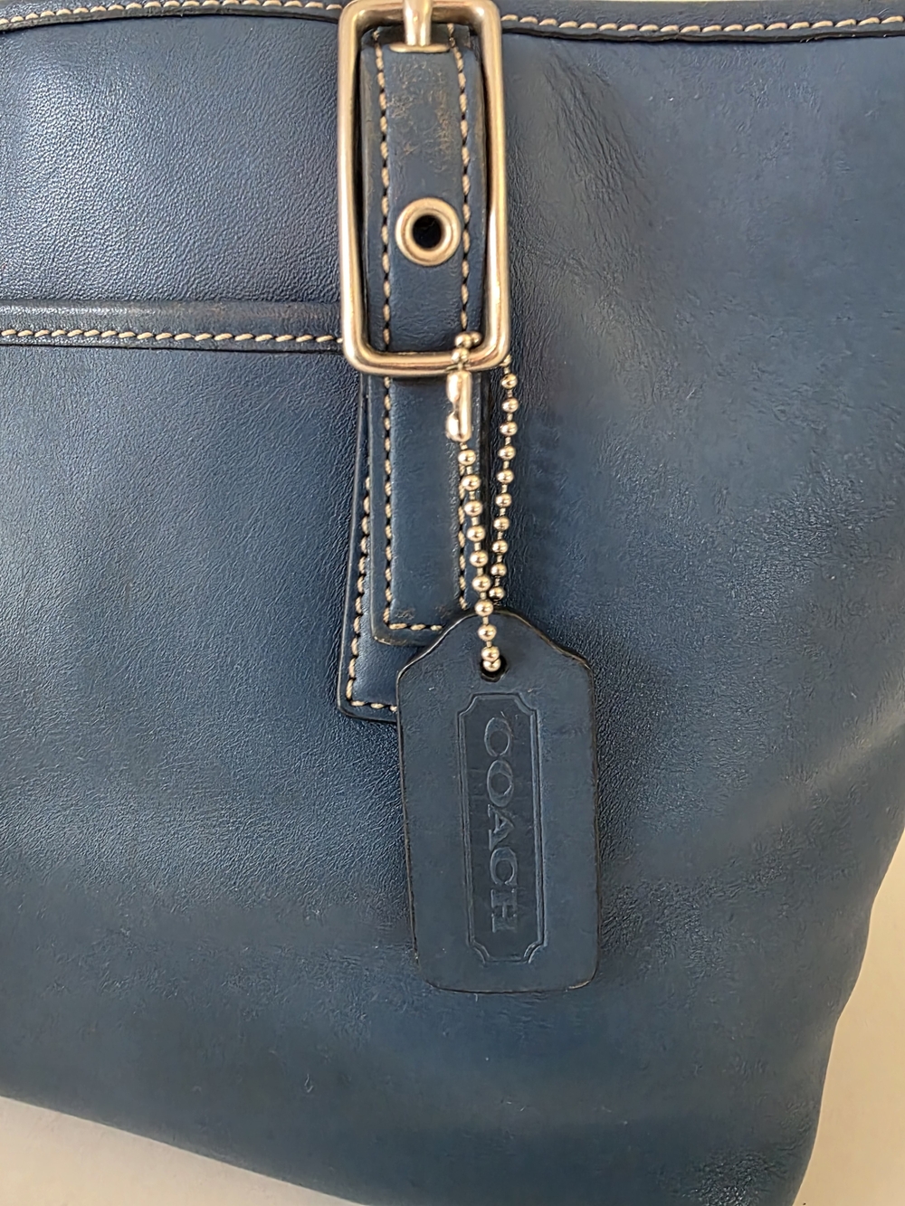 Vintage Coach Legacy Market Tote Cobalt Blue Glove Tanned Leather Shoulder Bag - Picture 3 of 14